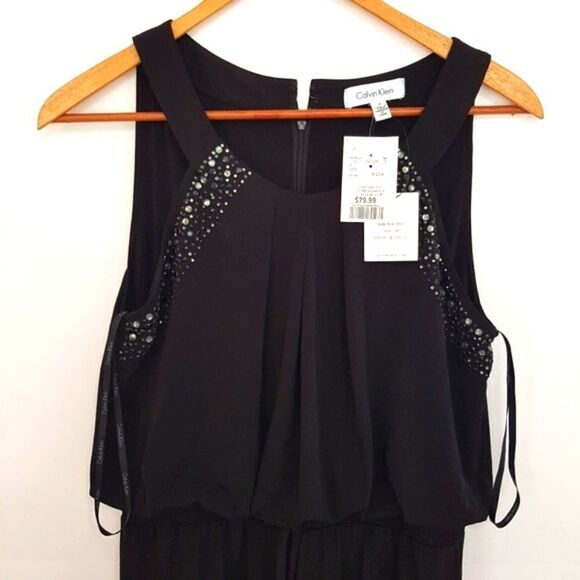 HOST PICK 🌸CALVIN KLEIN *NWT* ~ CLASSY ELEGANT Black Halter Jump Suit  Small - Picture 1 of 11